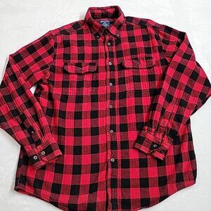 Faded Glory Mens Buffalo Plaid Flannel Shirt Long Sleeve Red & Black Size Med